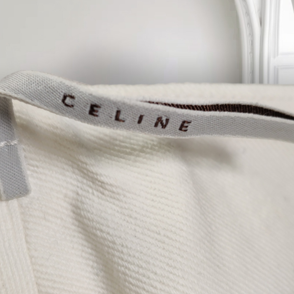 Celine 2004 Michael Kors Runway Crystal Beaded Zip White Denim Mini Skirt 40 - Picture 13 of 16